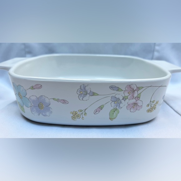 Corningware Pastel Bouquet 1 Liter Square Baking Casserole Serving Dish 1980s - Picture 13 of 13